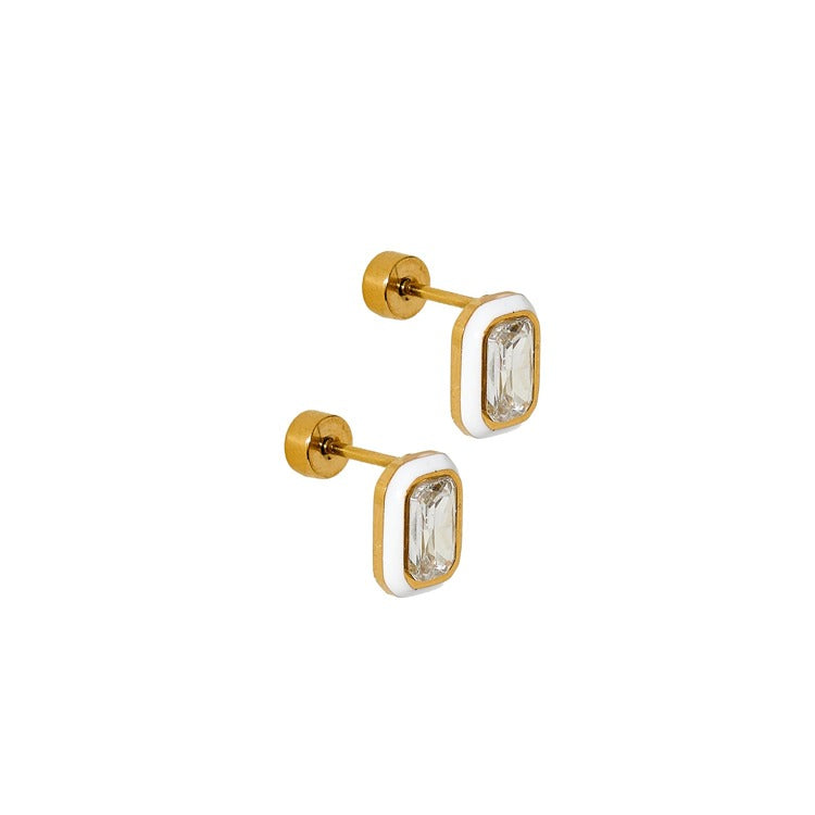 Screwback Stud Earrings - Whitney White Marshmallow
