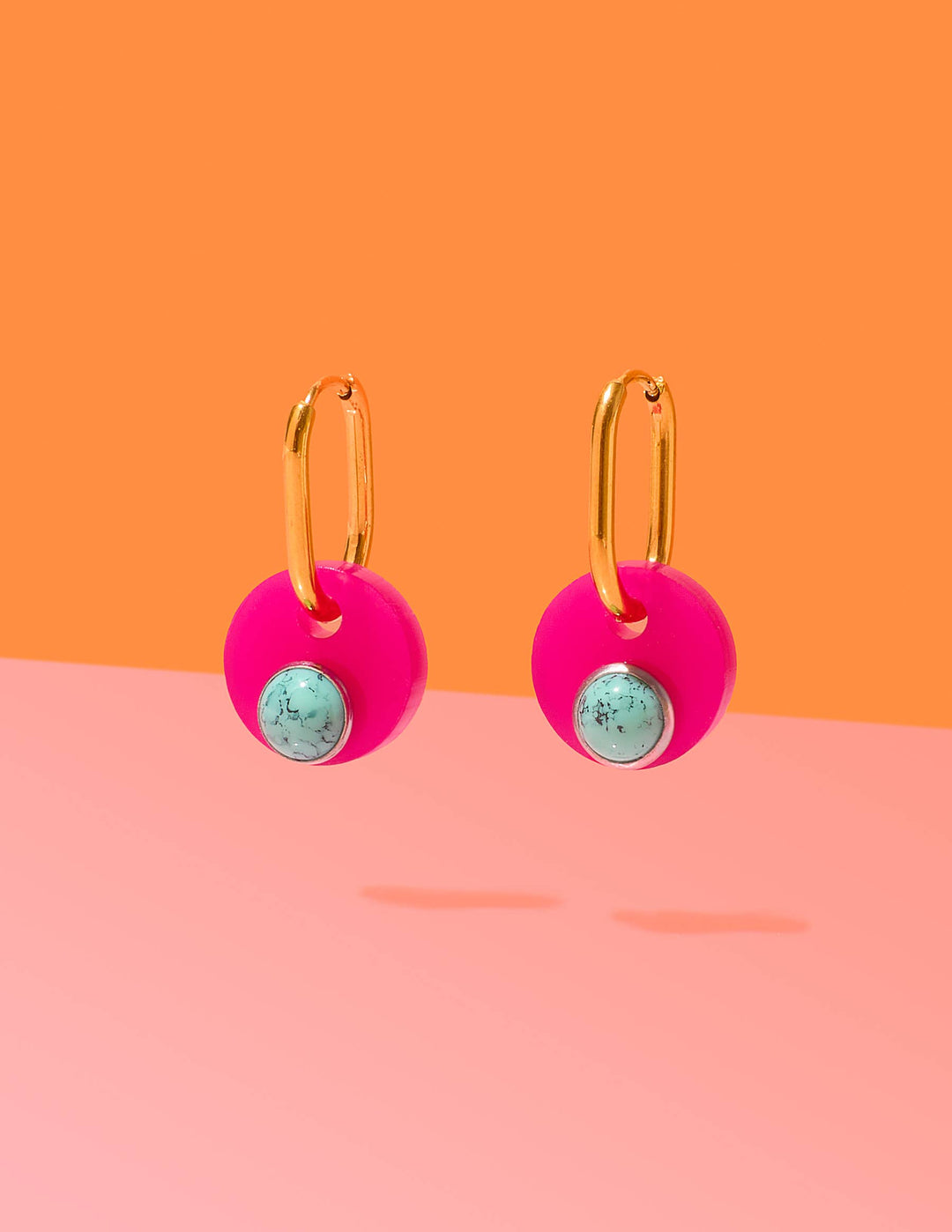 Tribe + Temple - Deco Glam Medallion Oval Hoops Pink