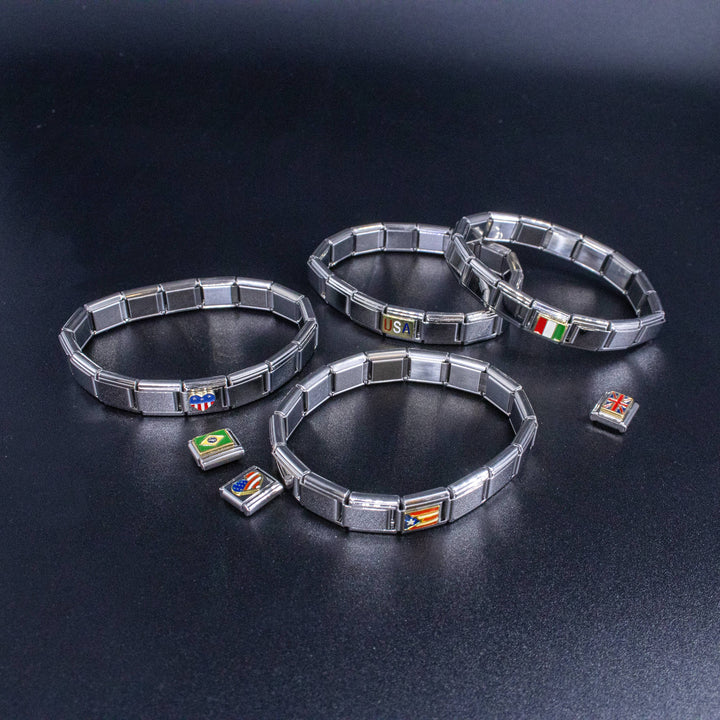 Natalia - Italian Charms - Italy Flag, 9mm Enamel Bracelet Links