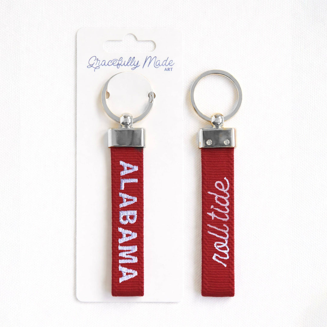 Gracefully Made Art - Alabama - Roll Tide Embroidered Keychain