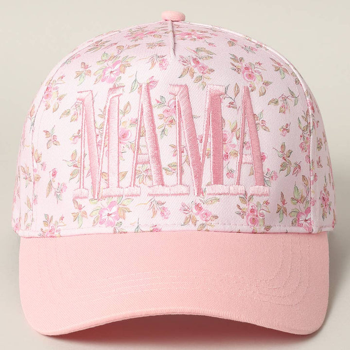 MAMA Embroidered Flower PatternTrucker Hat: PINK/PINK / ONE SIZE
