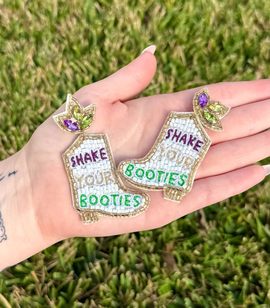 La Luna Belle LLC - Shake Your Booties Mardi Gras Custom Earrings