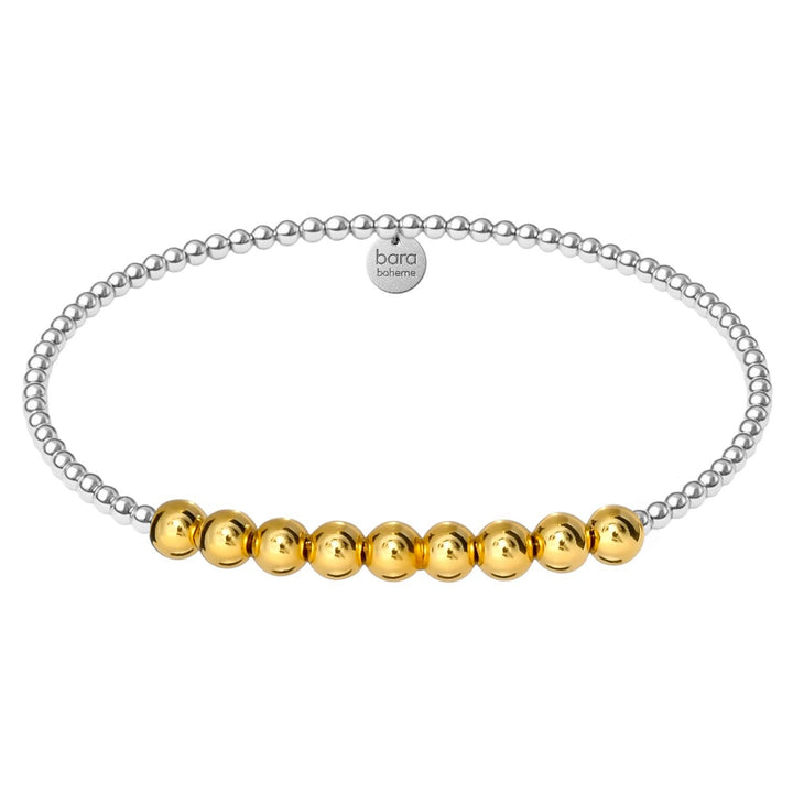 bara boheme - Robyn | Gold Filled Beaded Bracelet: 2-Tone (silver/gold) / Stretchy 6.5" (small)