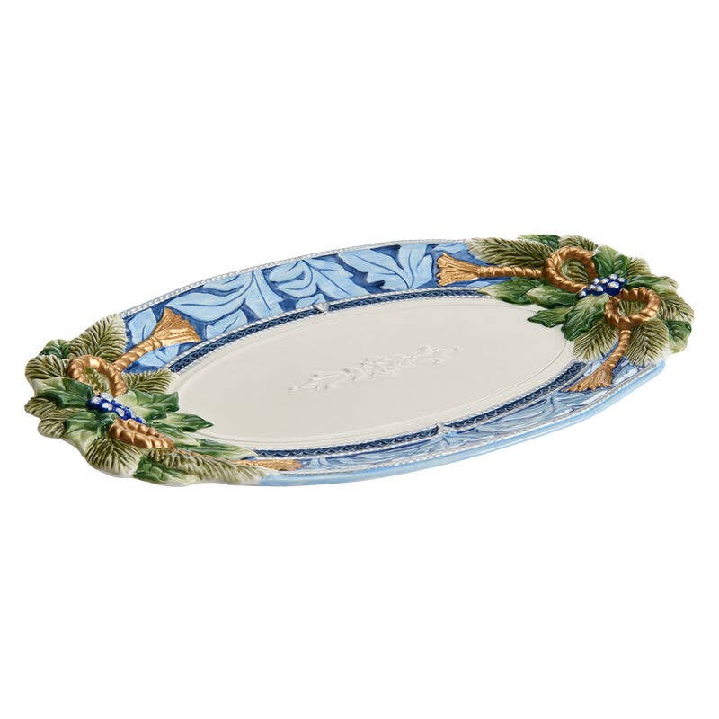 Fitz and Floyd® Mikasa® Pfaltzgraff® - Fitz & Floyd Holiday Hme Blue 17in Oval Platter Gift Box Pkg