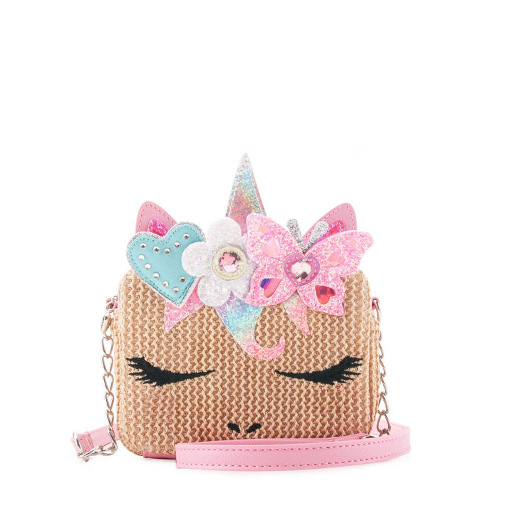 OMG Accessories - Miss Gwen Unicorn Butterfly Crown Straw Crossbody Bag