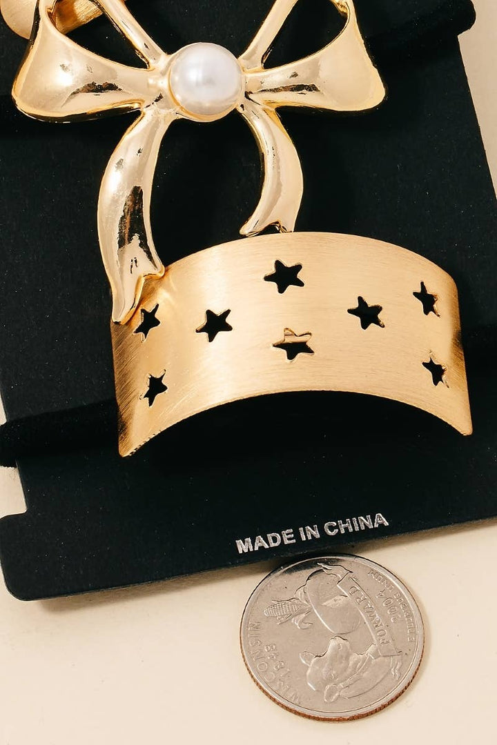 Anarchy Street - Pearl Stud Ribbon Bar And Stars Hair Tie Set: G