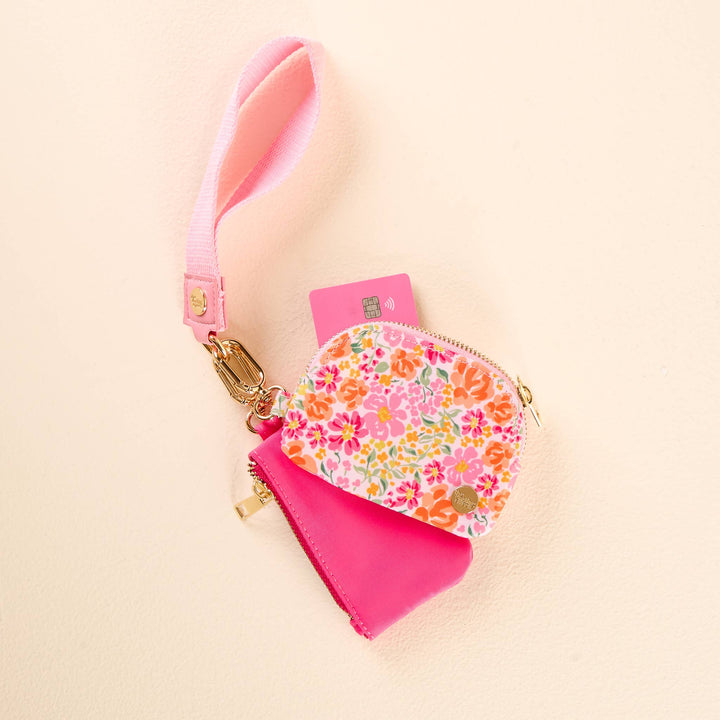The Darling Effect - Dynamic Duo Pouch Wristlet-Secret Garden Pink