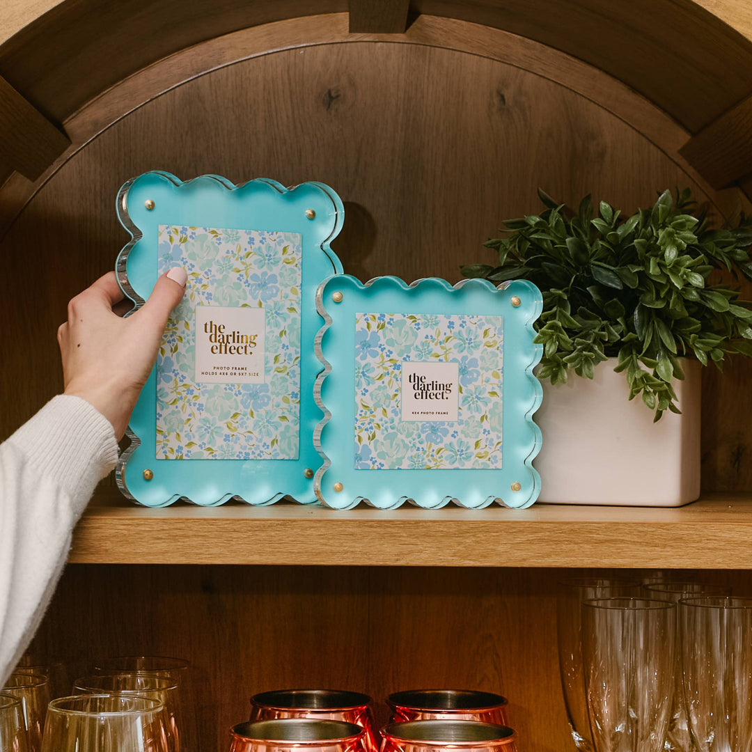 The Darling Effect - Rectangle Scalloped Acrylic Frame-Blue