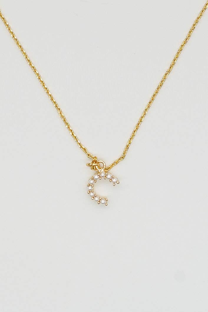 Dainty Love Pearl Initial Necklace: Holiday Favorite!: D / 15" + 3"