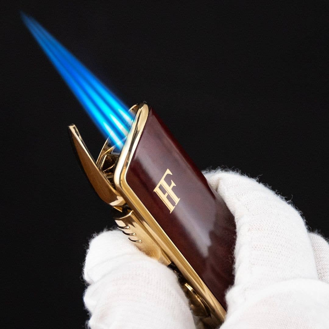 Fluid And Fire - Astra Triple Lighter Torch – Windproof Precision Ignition Tool: Black