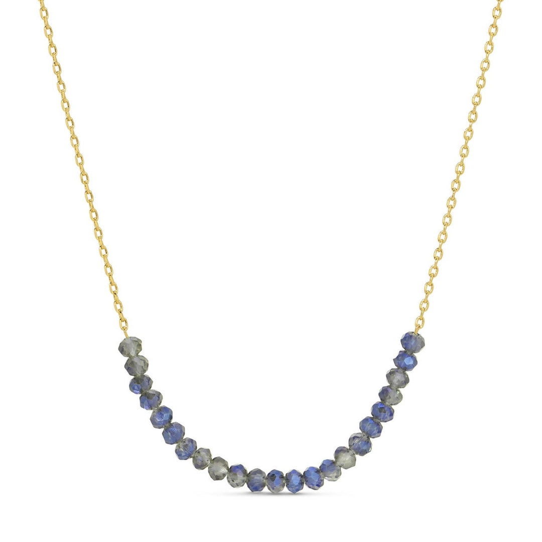 Splendid Iris - Delicate Crystal Accented Necklace: Aqua