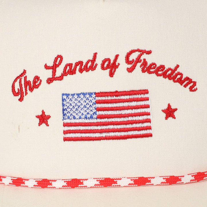 Fashion City - The Land of Freedom Flag Embroidered Trucker Hat: Red / ONE SIZE