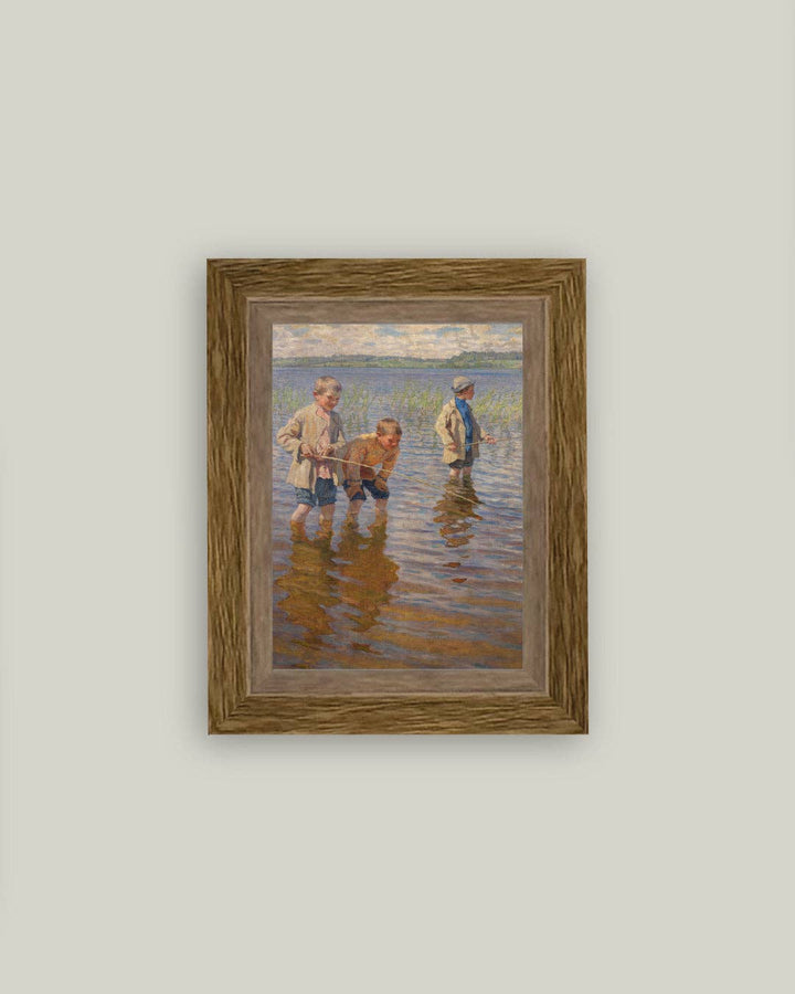 Petal Lane Home - Mid-Day Fishing Framed Antique Art: 11x15