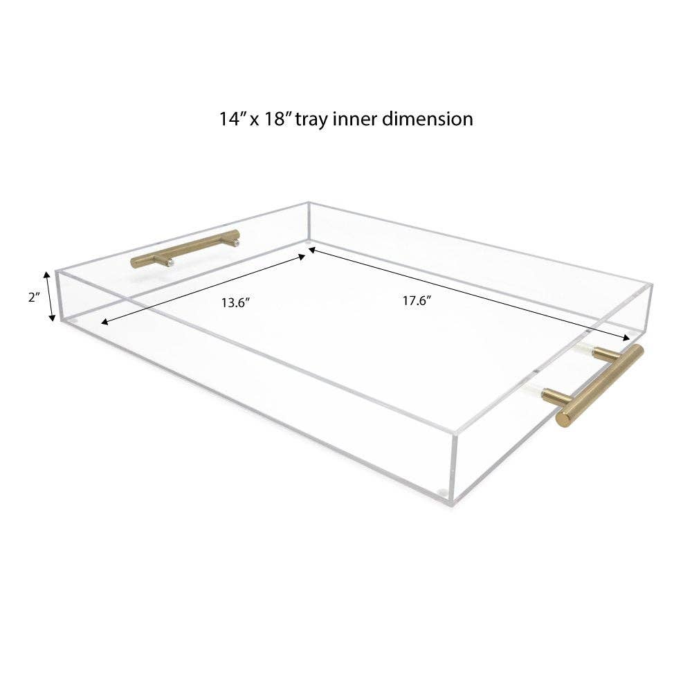 Isaac Jacobs Clear Acrylic Serving Tray with Metal Handles: Clear With Gold Handle / 11x17