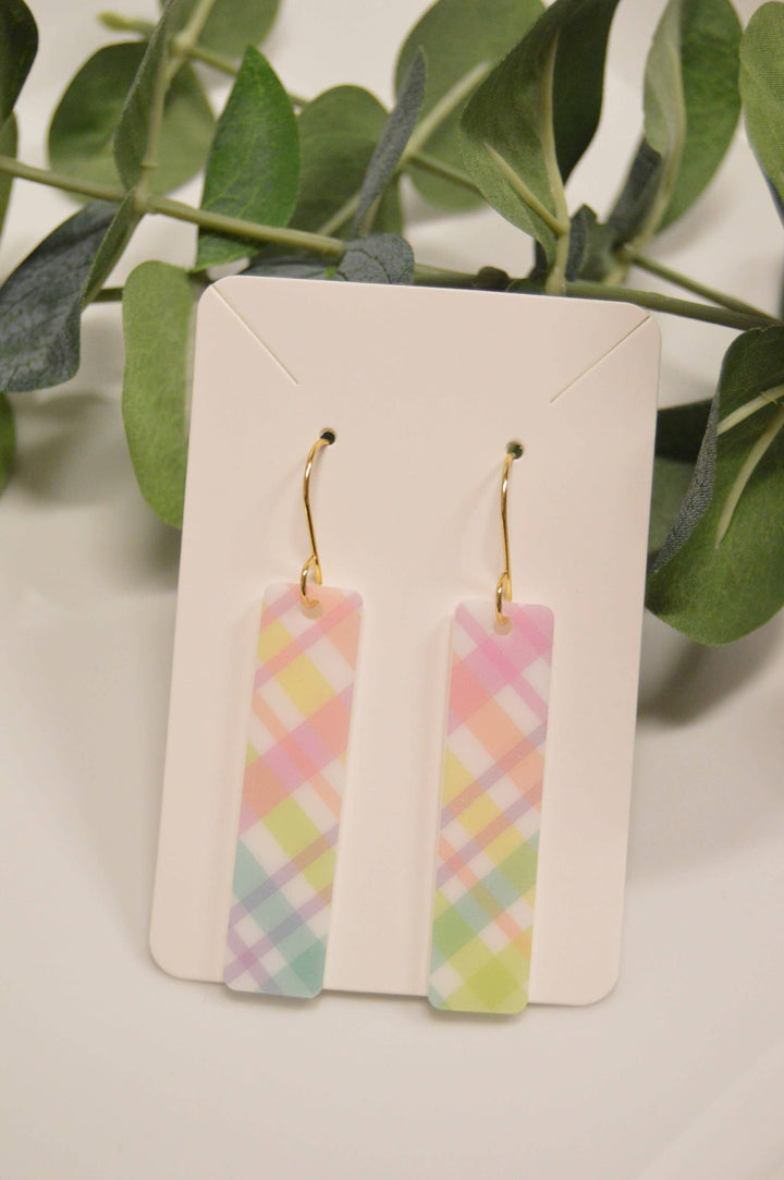 The Adorned Fox - Spring Plaid Bar Earrings, Earrings, Spring Earrings