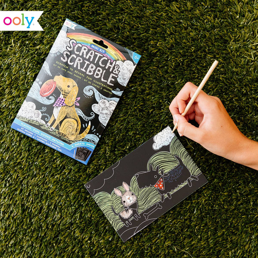 OOLY - Mini Scratch & Scribble Art Kit: Playful Pups