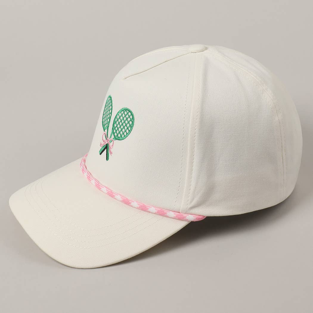 Fashion City - Tennis Racquets Ribbon Embroidery Trucker Hat: LT BLUE / ONE SIZE