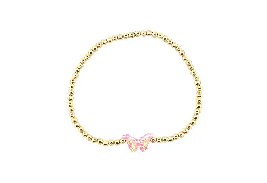Kids Butterfly Bracelet: Bubblegum / Gold Filled