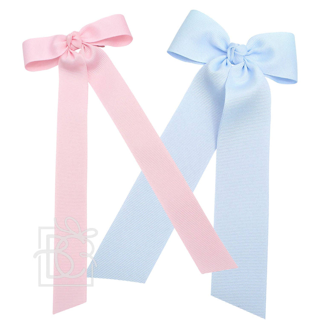 Beyond Creations, LLC - FLAT BOW W/ 7" STREAMERS ON ALLIGATOR CLIP: 3.5" W/ 7" Streamers / WHITE