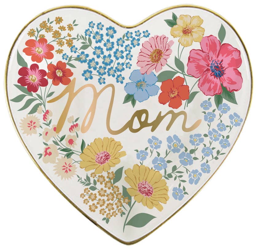 soiree-sisters - Mother's Day Ceramic Trinket Tray | Mom Floral Heart