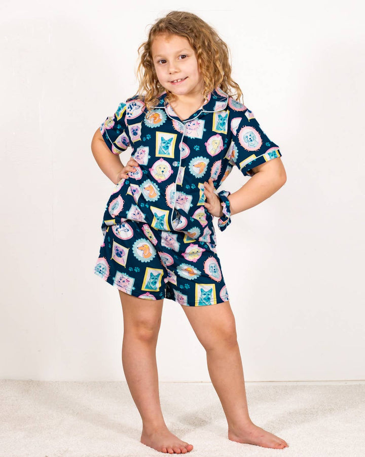 The Royal Standard - Girl's Royal Pups Sleep Shorts Set   Royal/Multi   -Asst.: Large (10-12)