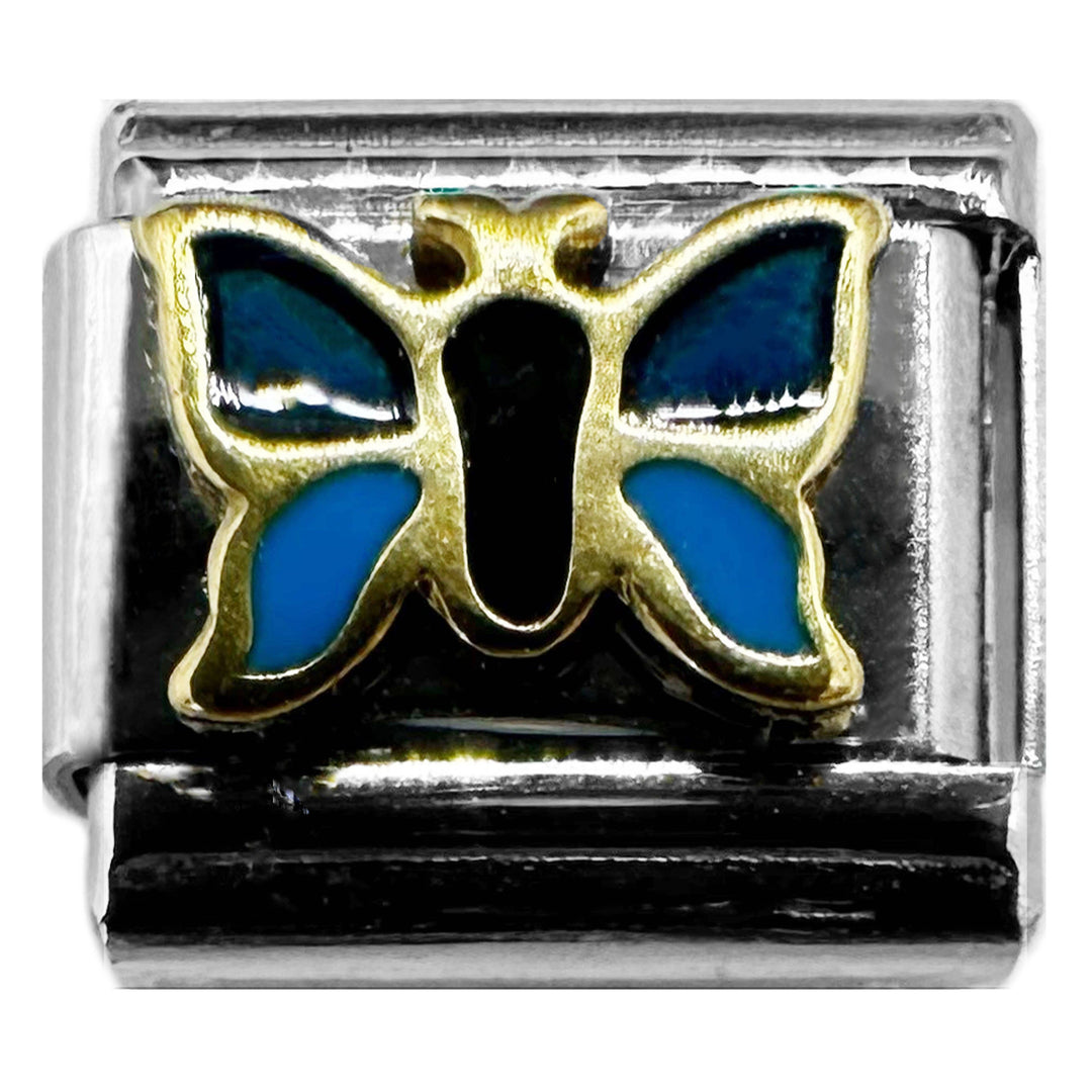 Natalia - Italian Bracelet Charm - Blue Butterfly 9mm Links