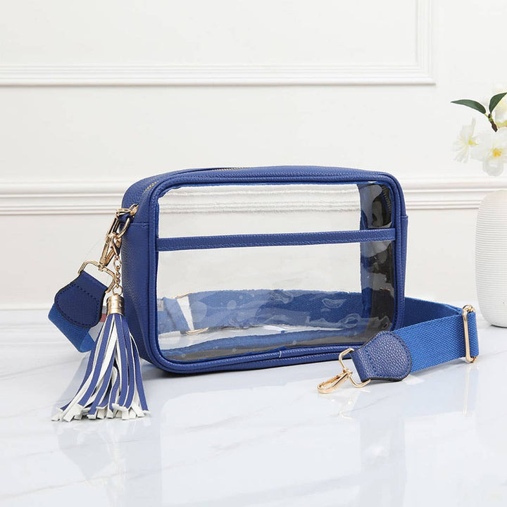 Fashion City - Solid Color Outlined Clear Crossbody Bag: CLRB / ONE SIZE