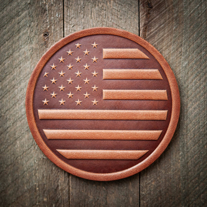 Sugarhouse Leather - American Flag Leather Coaster