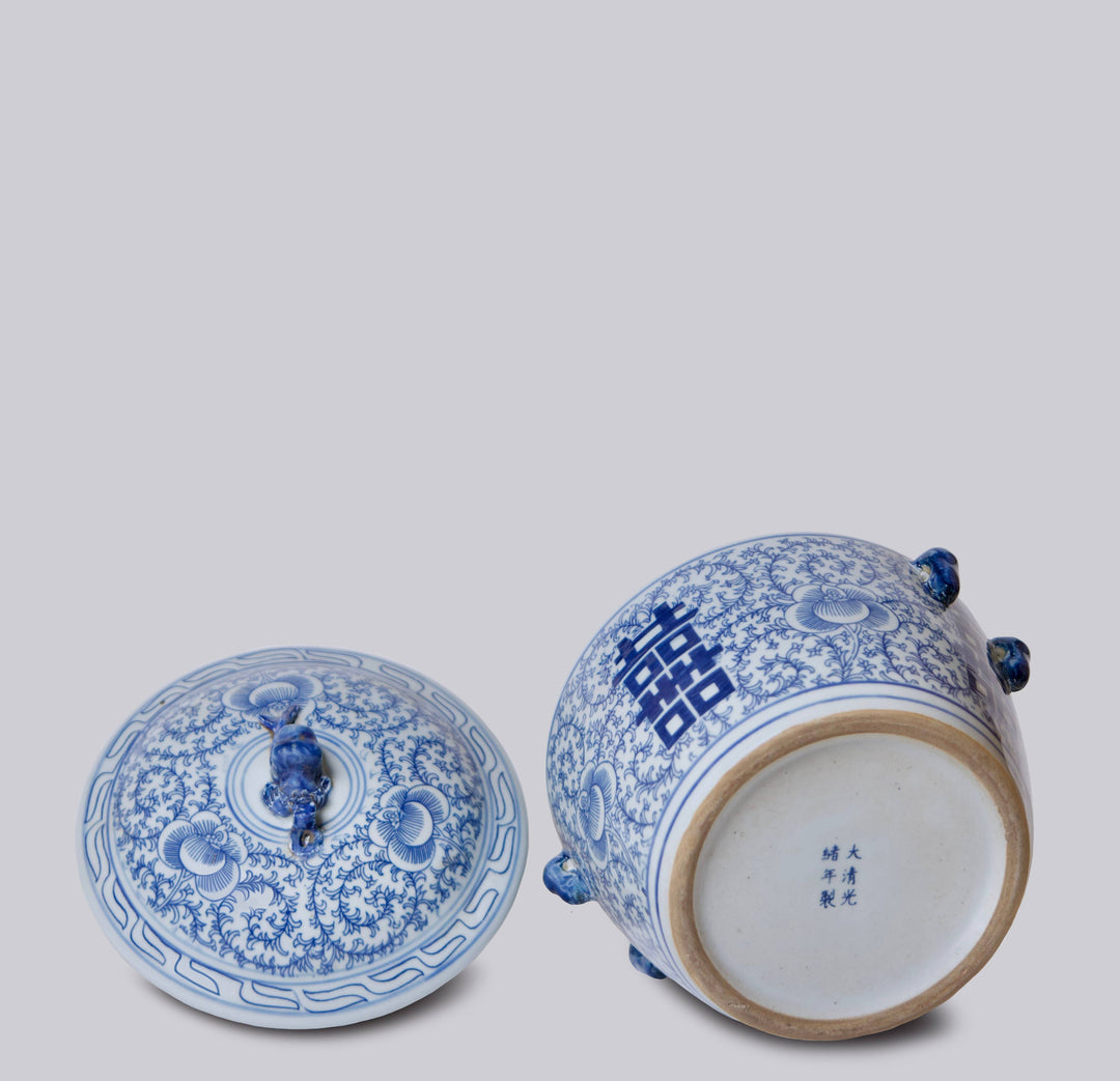 Cobalt Guild - Blue and White Porcelain Double Happiness Lug Jar