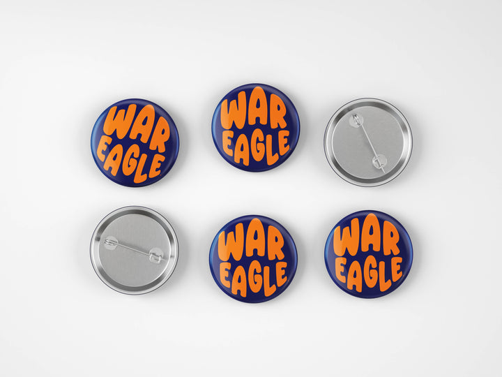 Cute As A Button - Auburn War Eagle Bubble Letter Button