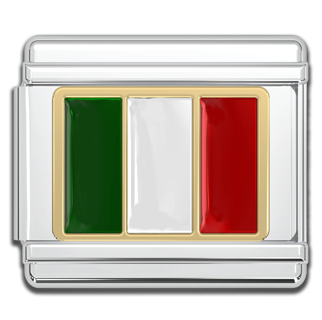 Natalia - Italian Charms - Italy Flag, 9mm Enamel Bracelet Links