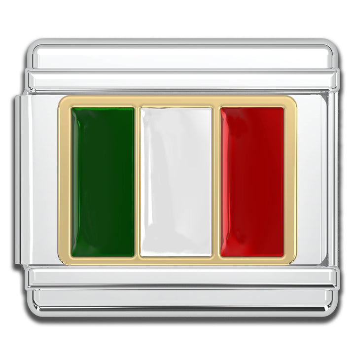 Natalia - Italian Charms - Italy Flag, 9mm Enamel Bracelet Links