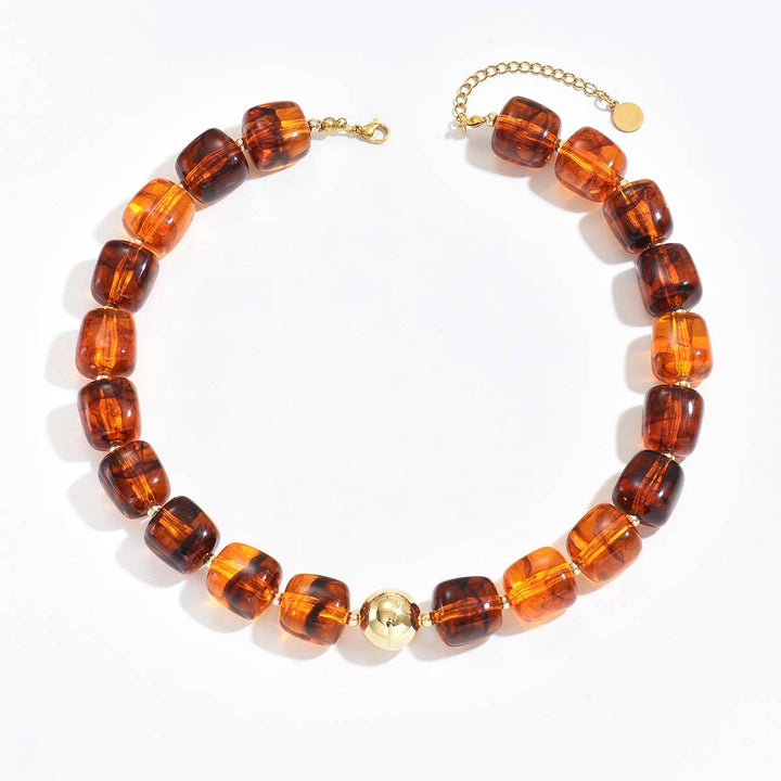 MKS America - Boho Colorful Geometric Acrylic Bead Necklace: Green