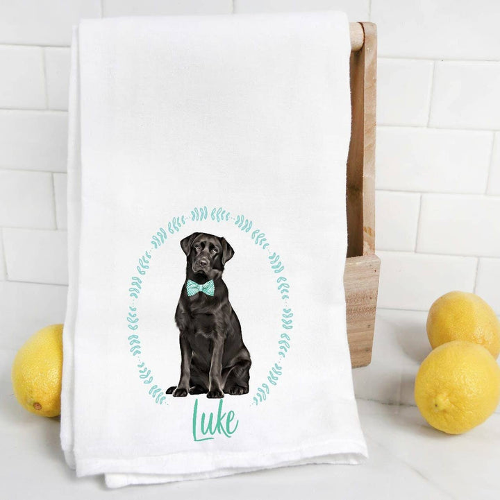 The Preppy Pineapple Home - Custom Black Lab Tea Towel: Chinoiserie Chair