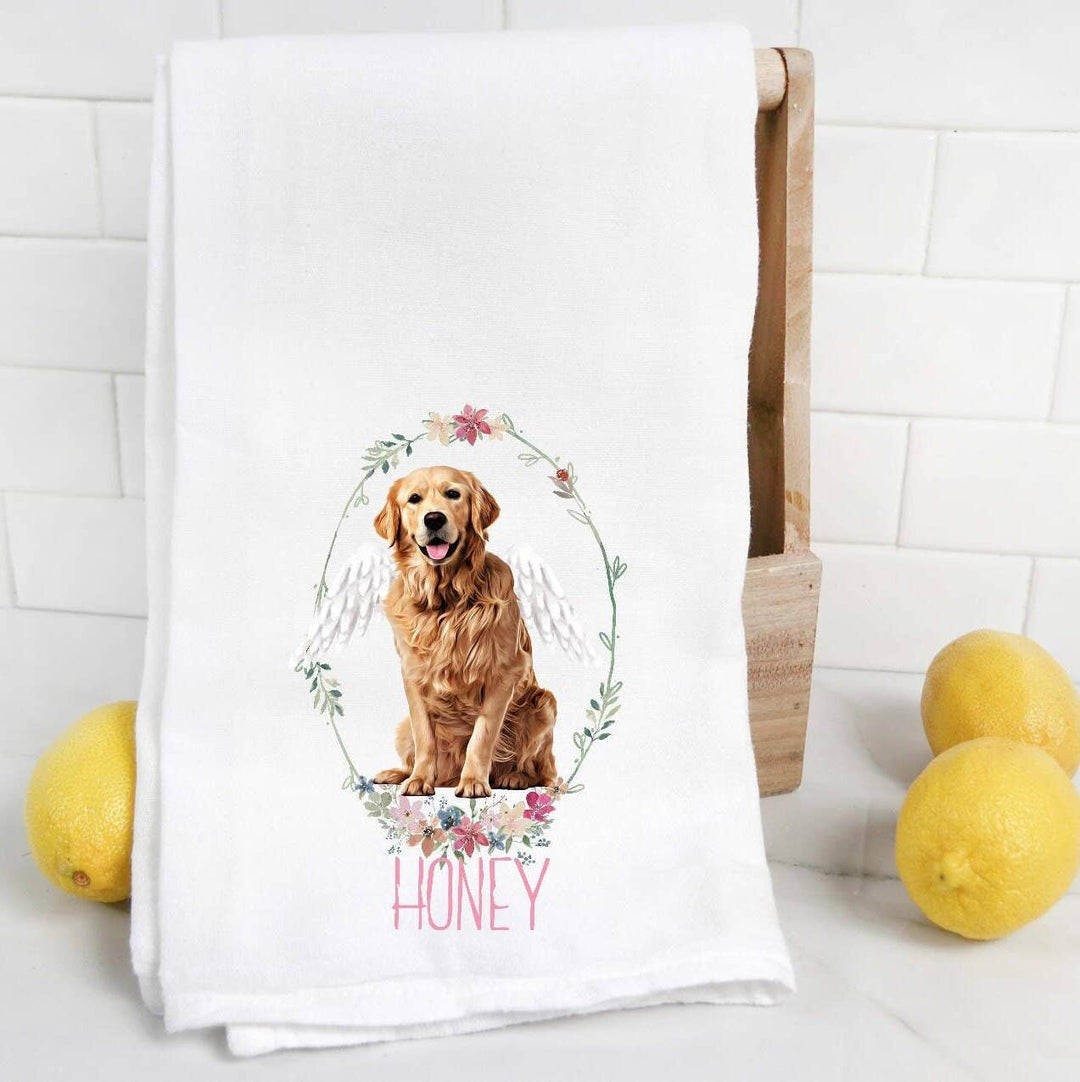The Preppy Pineapple Home - Custom Golden Retriever 3 Flour Sack Towel, Tea Towel, Dog M: No Accessory / Chinoiserie Chair