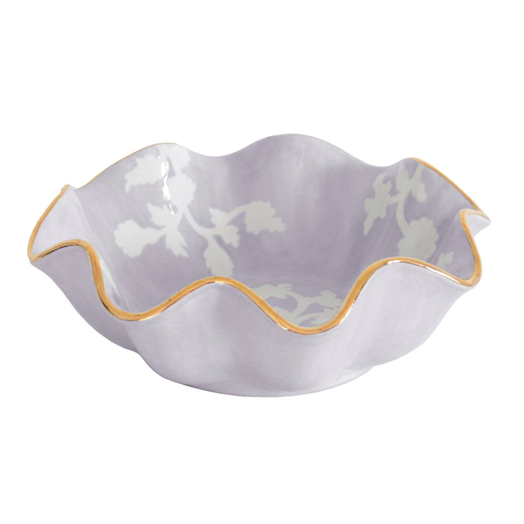 Lo Home by Lauren Haskell Designs - Chinoiserie Dreams Scalloped Bowls with 22K Gold Accent: French Blue / Large