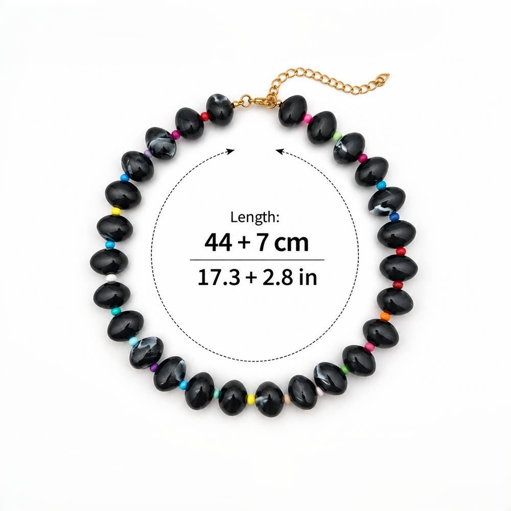 MKS America - Bohemian Beaded Choker Necklace For Women: Green / M
