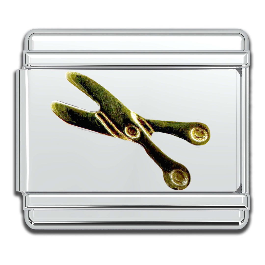 Natalia - Italian Bracelet Charm - 9mm Gold Scissors Links