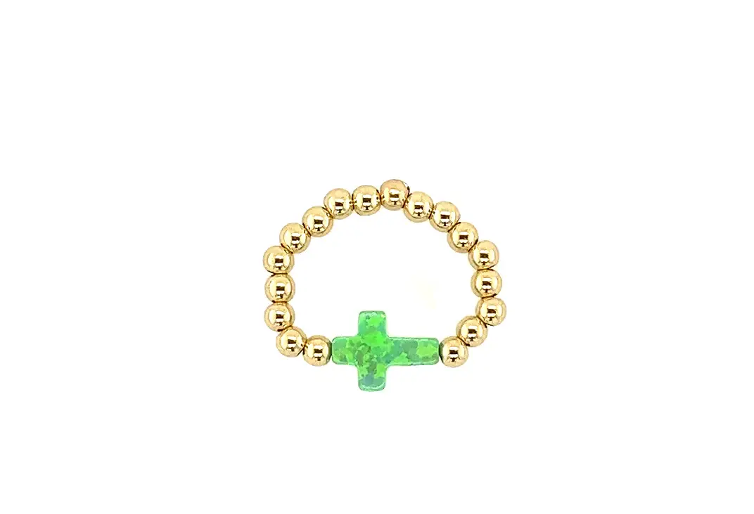 bara boheme - Cross Ring: BUBBLEGUM / GOLD FILLED / 8