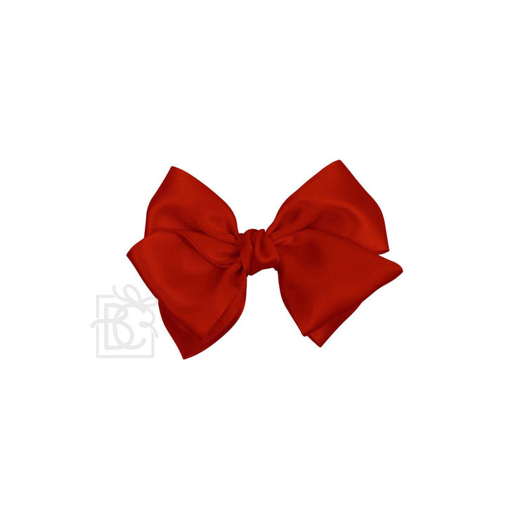 Beyond Creations, LLC - SATIN EUROPEAN BOW W/RUFFLED KNOT ON CLIP: 7" Euro Bow on Med. Alligator Clip / POWDER PINK