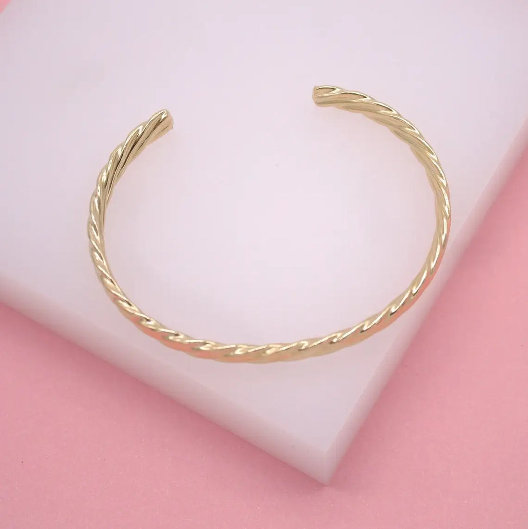 MIA Jewelry - 18K Gold Filled Twisted Cuff Bangle Bracelet