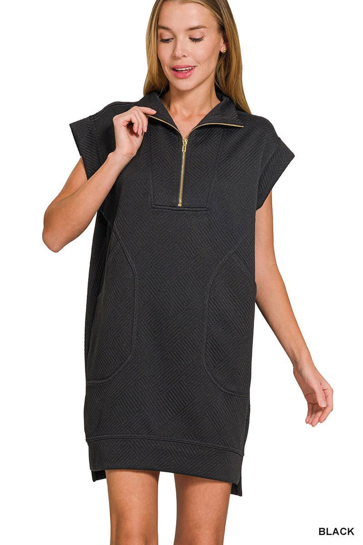 42POPS - `Textured Jacquard Dress Zenana: BLACK-181543 / S