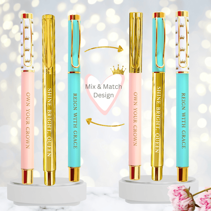 Girl Power 24/7 - Queen’s Heart Inspirational Metal Pen Set of 3