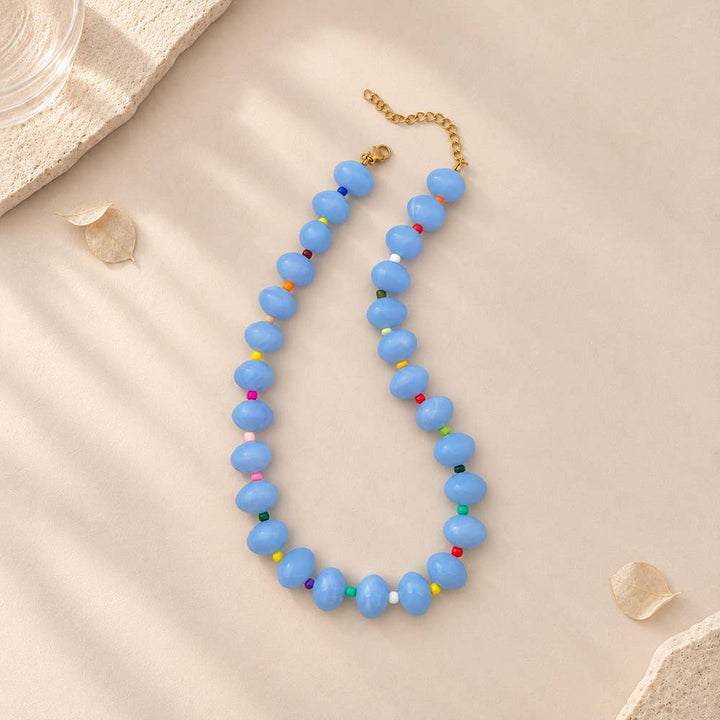 MKS America - Bohemian Beaded Choker Necklace For Women: Green / M
