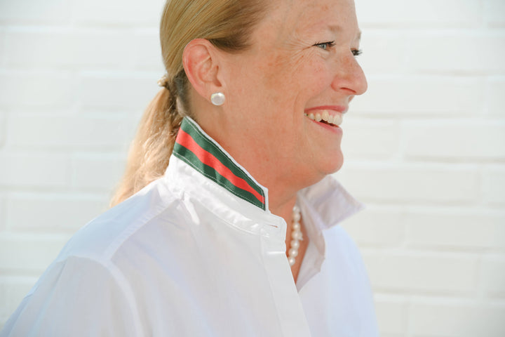 Pearly Vine - Audrey Ribbon FC - White w Green & Red Stripe Ribbon: White w Green & Red Stripe Ribbon / L