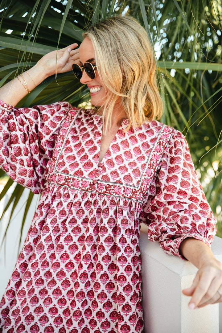 BECASA - Relaxed Mini Dress: Rosewood / XS/S