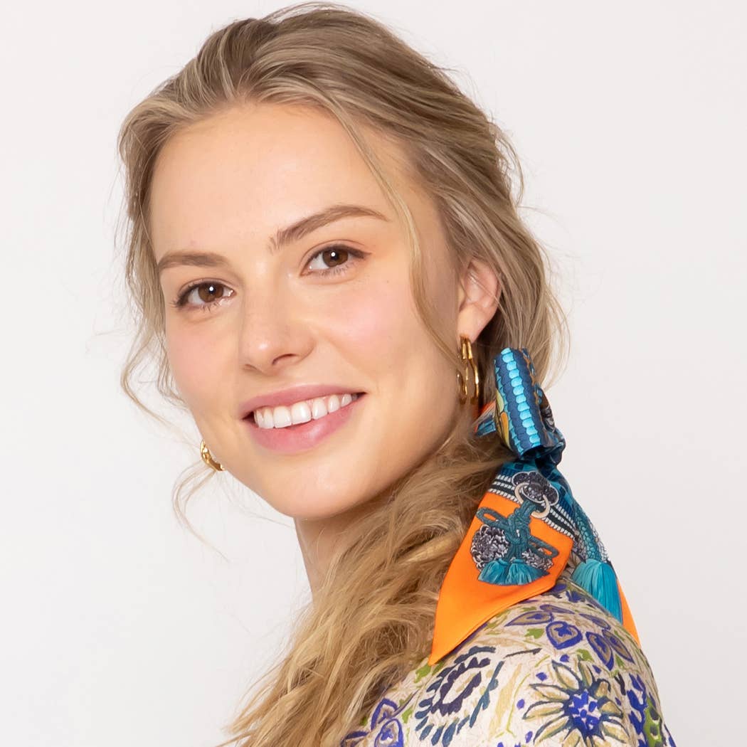 Fashion City - Tassel Pattern Print Light Weight Twilly Scarf : ORA / ONE SIZE