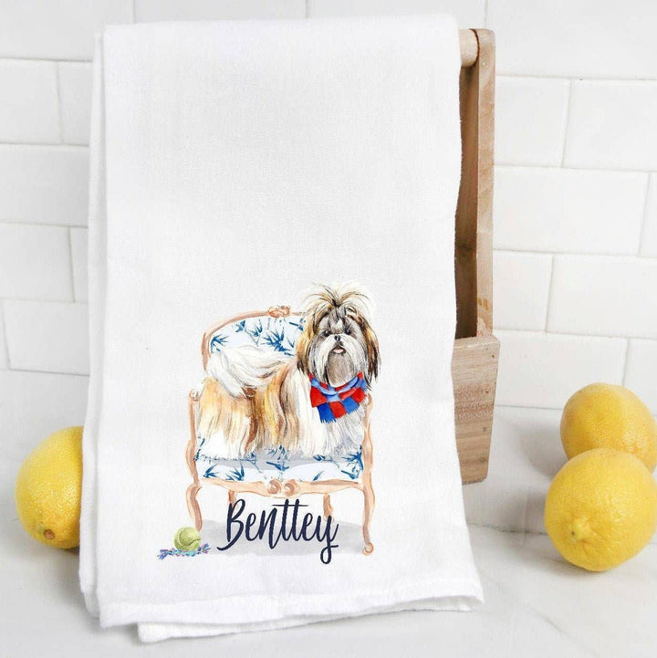 The Preppy Pineapple Home - Shih Tzu & Lhasa Apso Tea Towel: No Accessory / Palm Chair