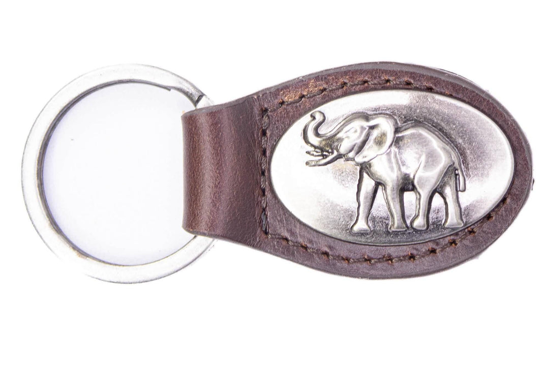 Zep-Pro - Alabama Crimson Pride Oval Leather Key Fob.: UAL - Brown