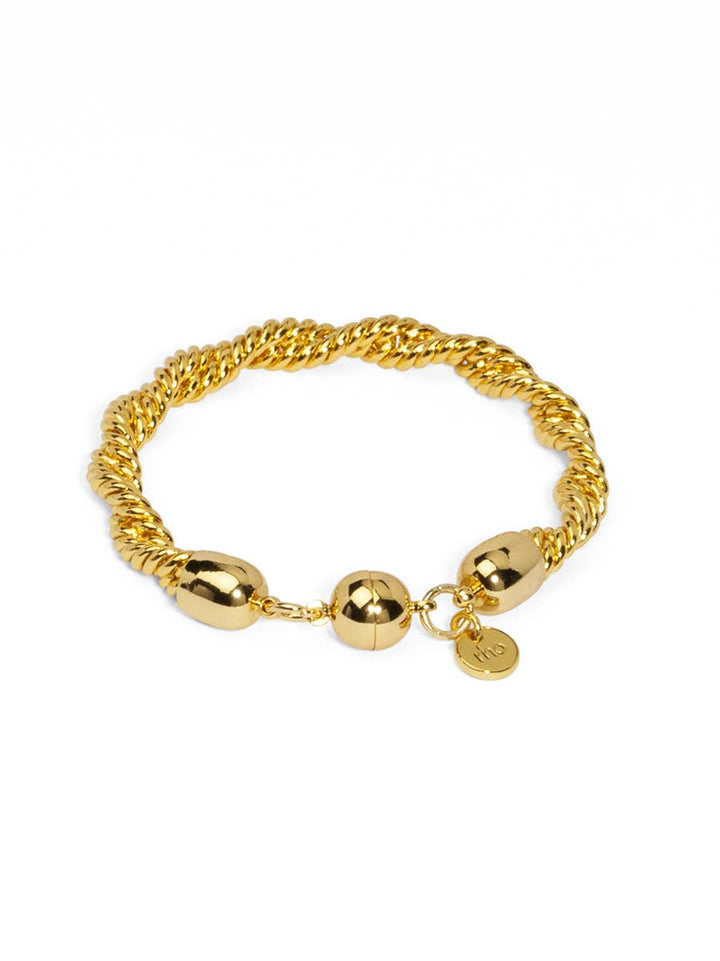 rho - Braided Twisting Links Bracelet: Gold